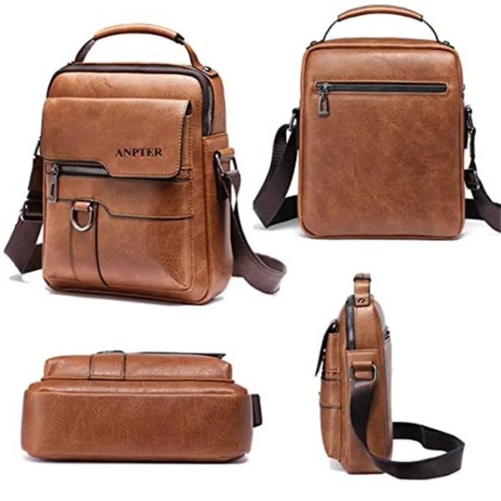 Messenger Bag for Men Crossbody Shoulder Purse Small Vintage PU Leather Satchel